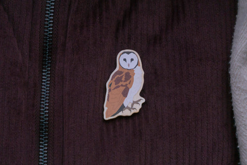 Barn Owl Wooden Pin